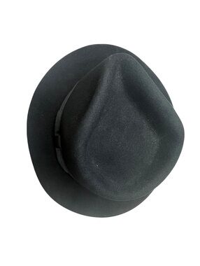 Scala Classico Black Wool Felt Fedora Hat Mens Size 7 Medium Pinch Front Dress